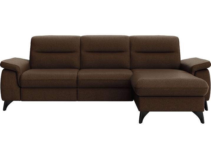 Ecksofa, Luxus-Microfaser, Dunkelbraun, 260×175 cm, Mit Kopfteilverstellung, Sit&More
