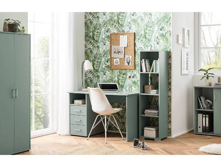 home24 Bureau Niels 116 cm 116 x 74 x 70cm groen/mintgrijs