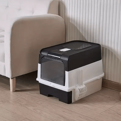 Inspire Picks Portable Collapsible Cat Litter Box With Splash Guard & Scoop black