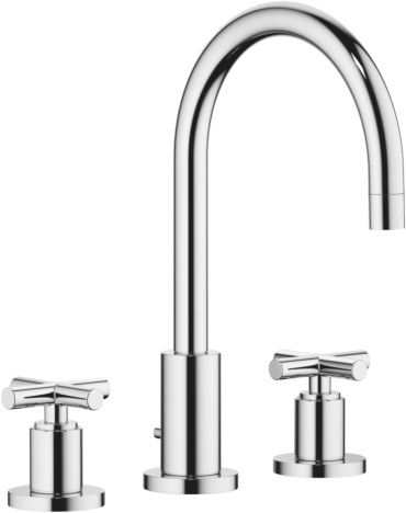 Dornbracht Waschtisch Armatur Tara. 2071389200 chrom,Ausladung 165mm,Kreuzgriffe,3 Loch Armatur