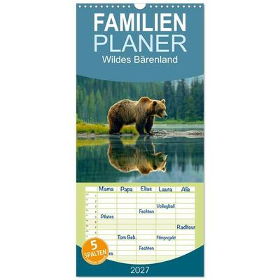Familienplaner 2027 - Wildes Bärenland mit 5 Spalten (Wandkalender, 21 x 45 cm) CALVENDO