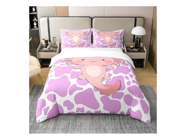 LuxusKollektion Kinderbettwäsche Bettwäsche Set 200x200 Kawaii Axolotl Kuh