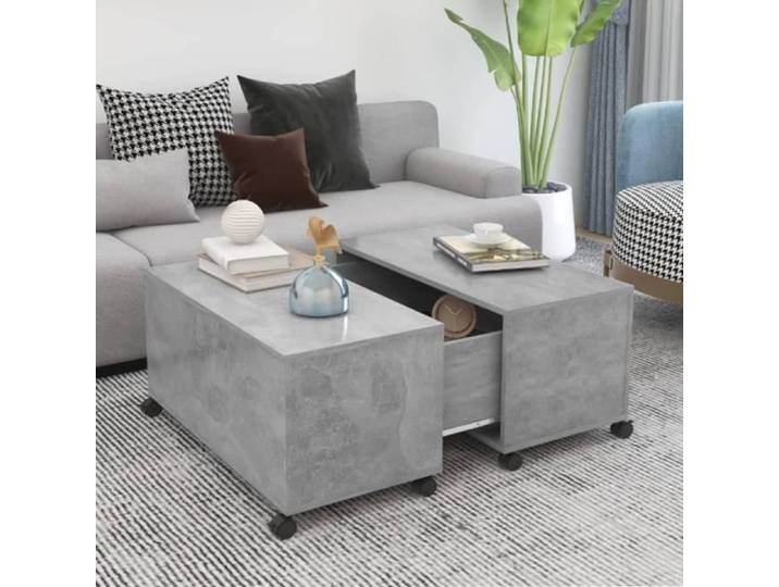 Truvito Table Basse en Aggloméré 75x75x38 cm Table de Salon Basse pour Chambre Bureau Gris béton