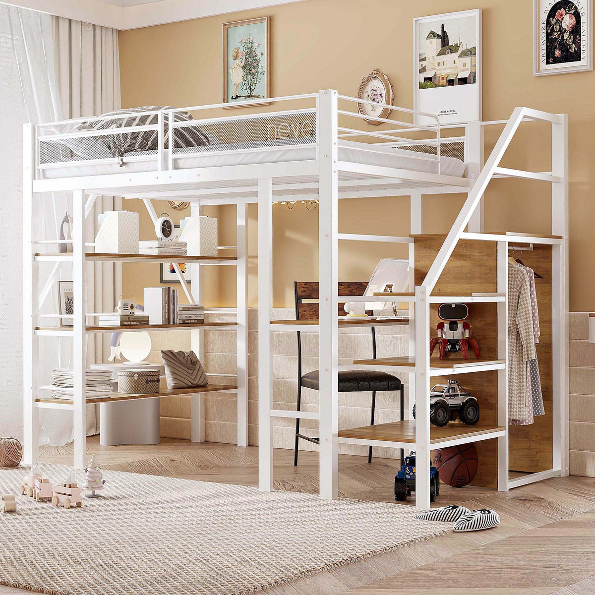 Metalen Hoogslaper voor Kinderkamers - Wit - 140 x 200 cm