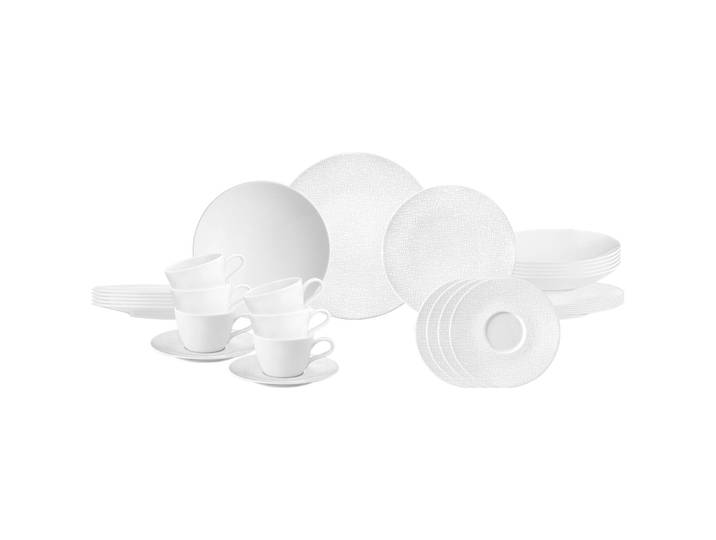 Geschirr-Set SELTMANN WEIDEN Kombiservice Life Fashion 30er Set , weiß (luxury weiß), 30, Porzellan, Geschirr-Sets, Geschirr-Set, Spülmaschinenfest, Mikrowellensicher, Ofenfest