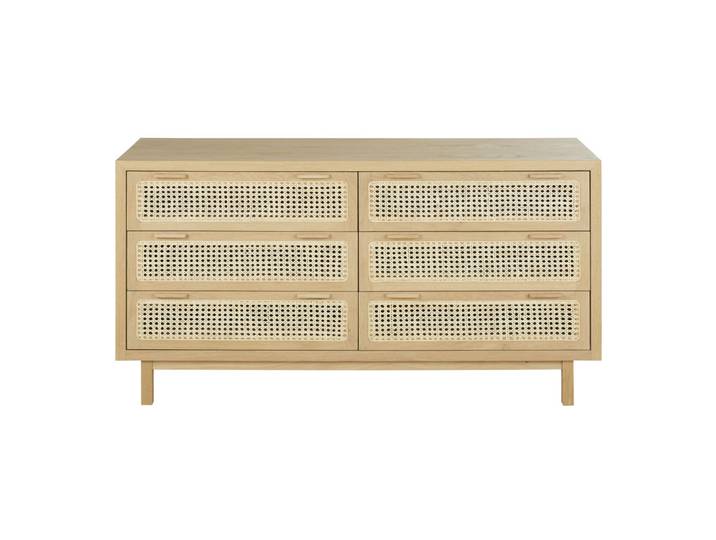 Commode double 6 tiroirs et cannage en rotin L150