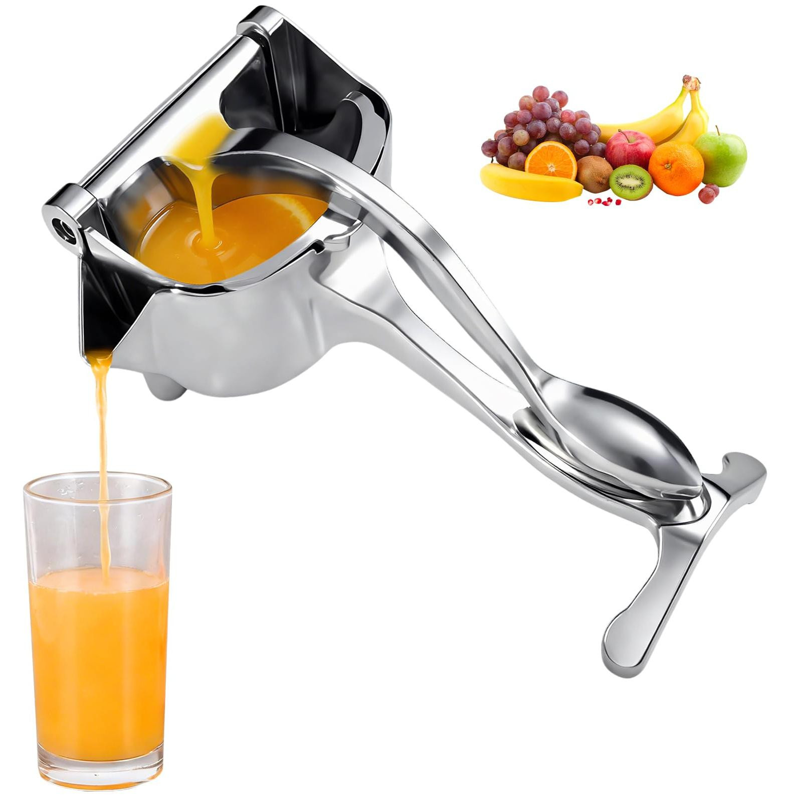 Dripio Handpers voor citrusvruchten, zinklegering, zilverkleurig