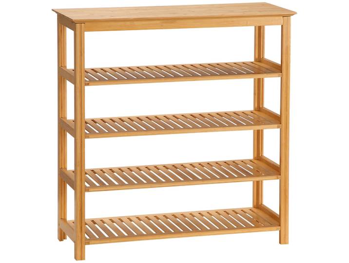 Homcom Schuhregal, Schuhständer mit 5 Ebenen, Schuh-Organizer für max. 20 Paar Schuhe, Naturfarben, Holz, 29x82x80 cm, Garderobe, Schuhaufbewahrung, Schuhregale