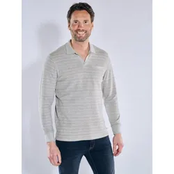 engbers Herren Langarm-Shirt mit Polo-Kragen Grau regular gemustert Kent-Kragen - 5XL