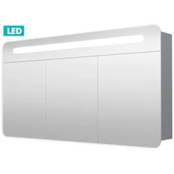 Spiegelschrank 120 cm, 3 Türen, LED-Beleuchtung, Steckdose+Schalter, IP44 GALPIR120LED