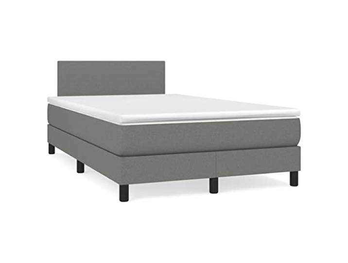 PUGYNBK Boxspringbett mit Matratze, dunkelgrau, 120 x 200 cm Verstellbares Kopfteil, Taschenfederkerne, mittlere Festigkeit, atmungsaktives Gewebe
