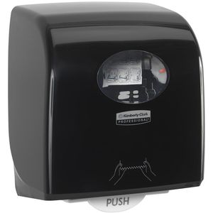 Kimberly-Clark Handtuchspender Aquarius Slimroll, 7956, für Rollenhandtücher, Kunststoff, schwarz