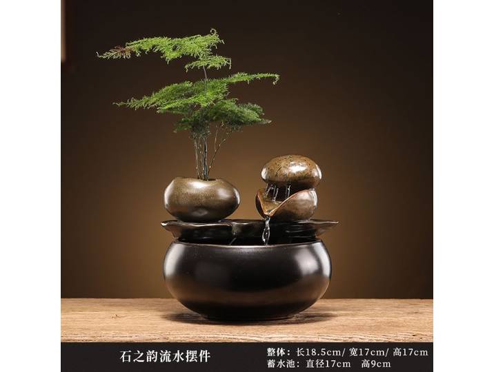 Abreuvoir de bureau cascade pour chien, décor de paysage d'aquarium, fontaine pour animaux de compagnie, fontaine d'eau en céramique pour chat, décoration intérieure, abreuvoir Zen pour