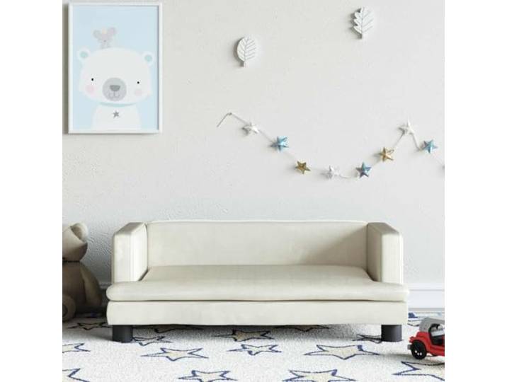 KQWQERT Kindersofa, Sitzbank Kinder, Samt-Bezug, Creme, 80x45x30 cm Massiver Kiefernholzrahmen, Gepolstert, Für 3-6 Jährige