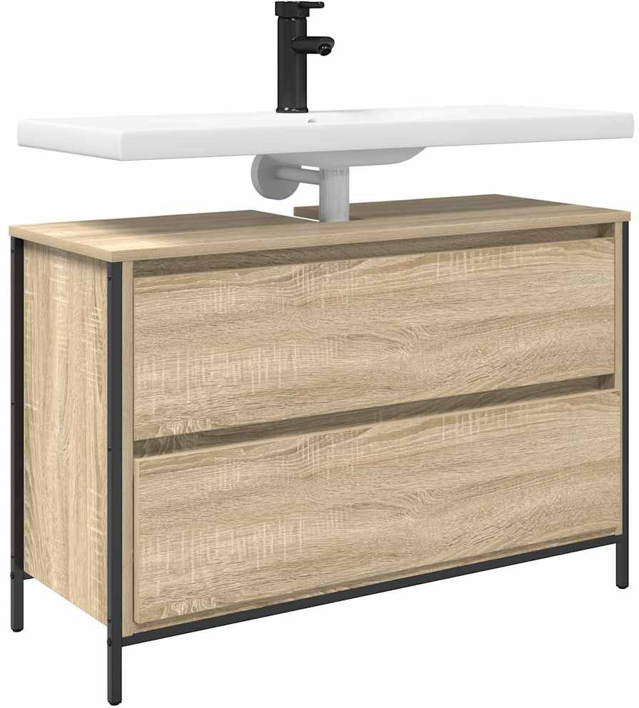 Borough Wharf Bathroom Basin Cabinet With Drawers Sonoma Oak 60X34.5X60 Cm Sonoma Oak 90"