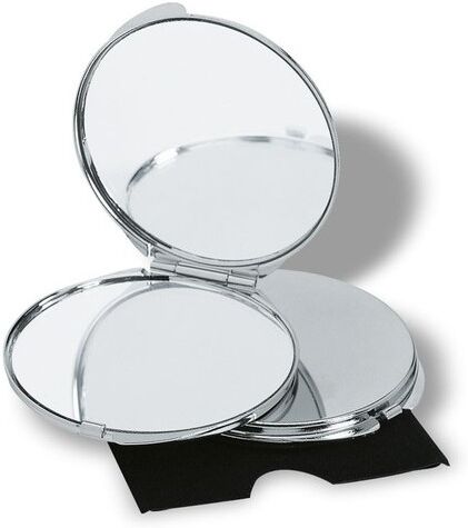 Miroir de poche personnalisable chromé métal argenté brillant