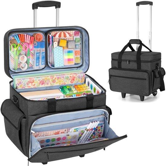 Rollbare Aufbewahrungstaschen für Scrapbooking, Scrapbooking-Taschen mit Rollen für Scrapbooking-Zubehör und Bastelmaterialien, Bastelwagen-Organizer mit abnehmbarem Trolley für Künstler, Bastler und Lehrer