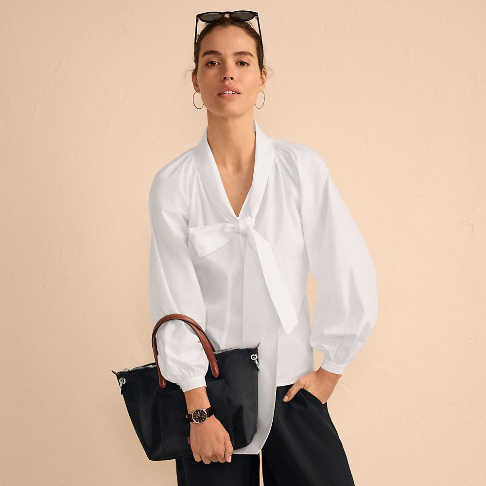 Schluppenbluse aus Baumwolle für Damen, Damen, size: regular, Weiß, Baumwolle, by Lands' End