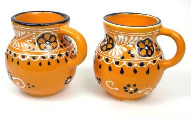Global Crafts Handmade Mango Encantada Pottery Beaker Cups, Set of 2 (Mexico)