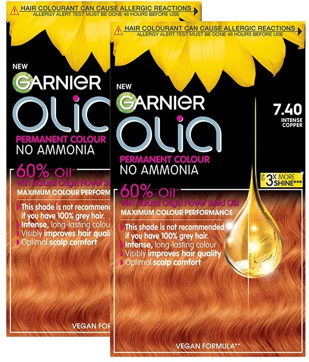 Garnier Olia Permanent Hair Dye, No Ammonia Full Grey Coverage 7.40 In