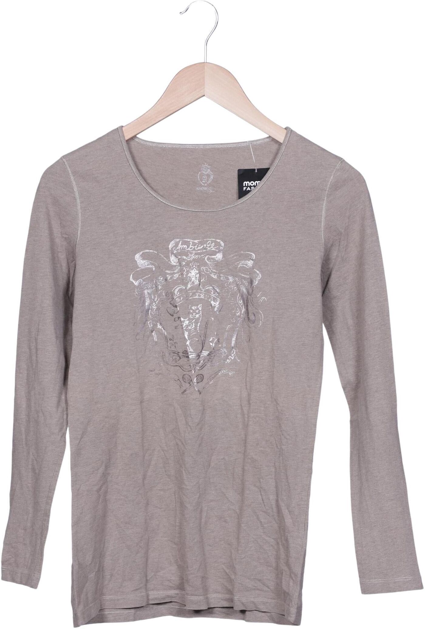 Ambiente Damen Langarmshirt, Beige, Gr. M, Baumwolle - Second Hand