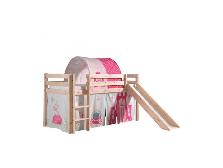 PINO Lit Compact avec Toboggan Princess - VIPACK - Rouge - Pin massif Coton