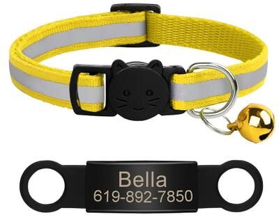 Uplift Treasures Personalized Reflective Cat Collar With Engraved ID Tag 9