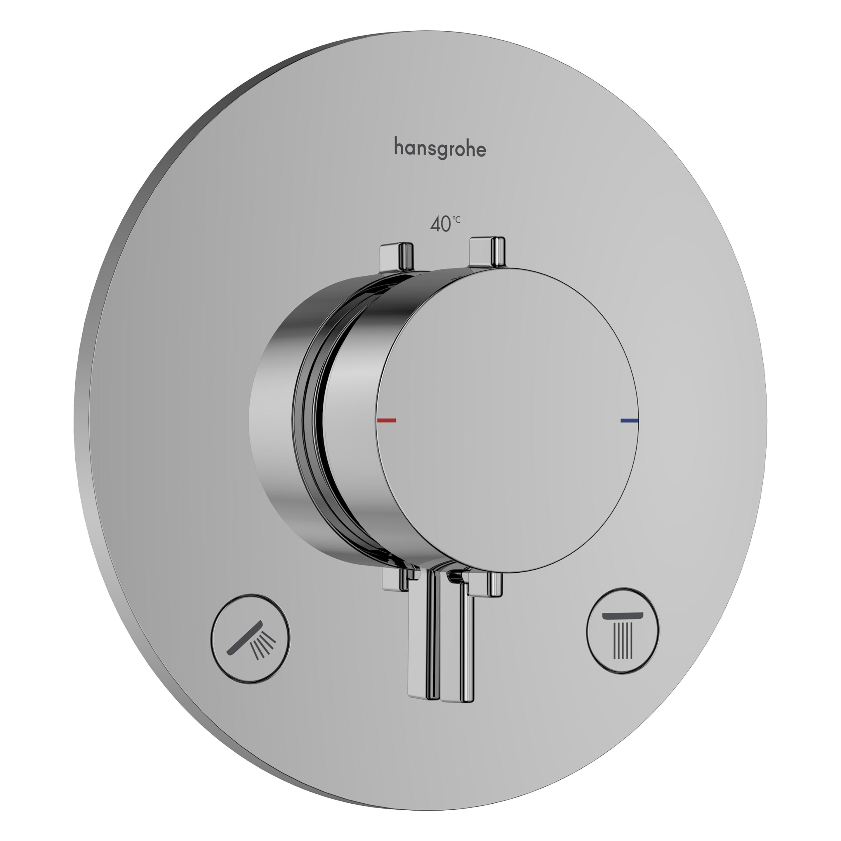 hansgrohe Thermostat-Einbau mit Sicherheitsstopp, Mengkran für zwei Funktionen (33715000)