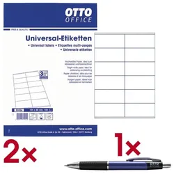 OTTO Office 2x 1200er-Pack Universal Klebeetiketten inkl. Kugelschreiber »KS4«