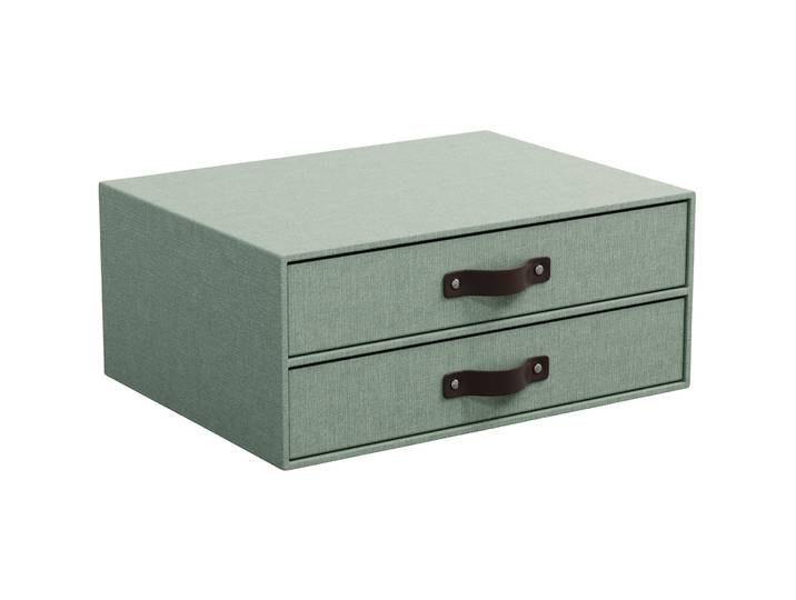 Schubladenbox Bigso Box soft teal Papier/Leder