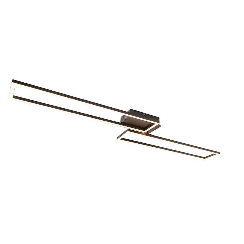 Qazqa Modern LED Plafondlamp Zwart - Dimbaar - Aluminium