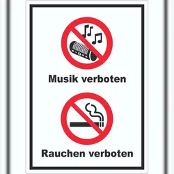 HB-Druck Aufkleber Musik und Rauchen verboten A4 (210x297mm)