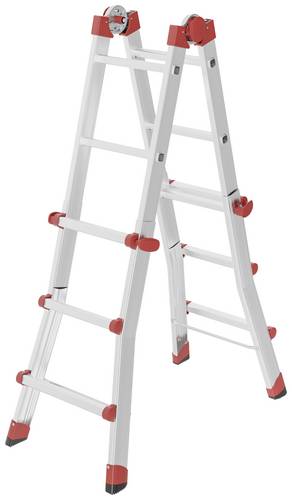 Hailo M80 7512007 Aluminium Multifunktionsleiter Arbeitshöhe (max.): 3.71 m Silber, Rot 9.1 kg
