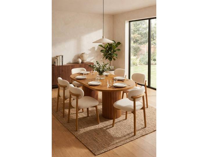 Xlmoebel Essgruppe Braunes 7-teiliges Esszimmer-Set mit ovalem Holztisch und Stühlen, (Essgruppe, 7-tlg., 7-teiliges Esszimmer-Set), Made in Europa