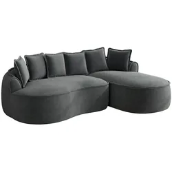ECKSOFA chenille mit extra tiefer chaiselongue & rahmenlosem design