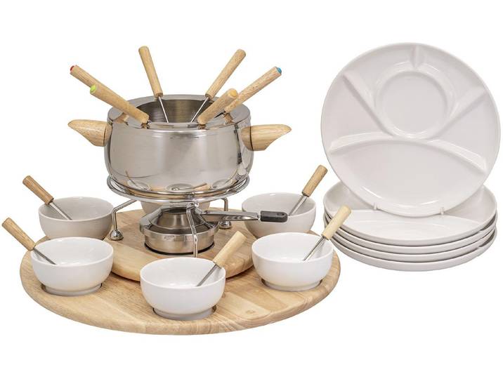 KADASTAR Fondue Set Claudia , braun (braun, edelstahl, weiß), Ø:38,5cm, Fondues, Fondue