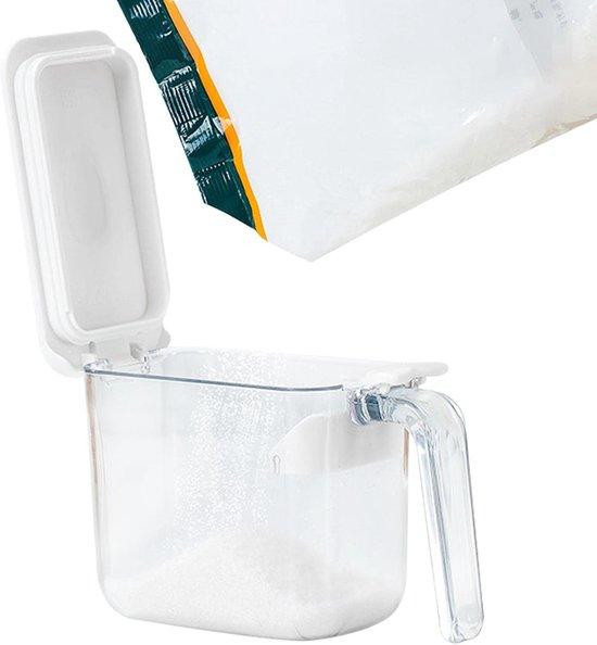 Transparante kruidencontainer met deksel en lepel, lekvrije kruidenpot van plastic en silicone