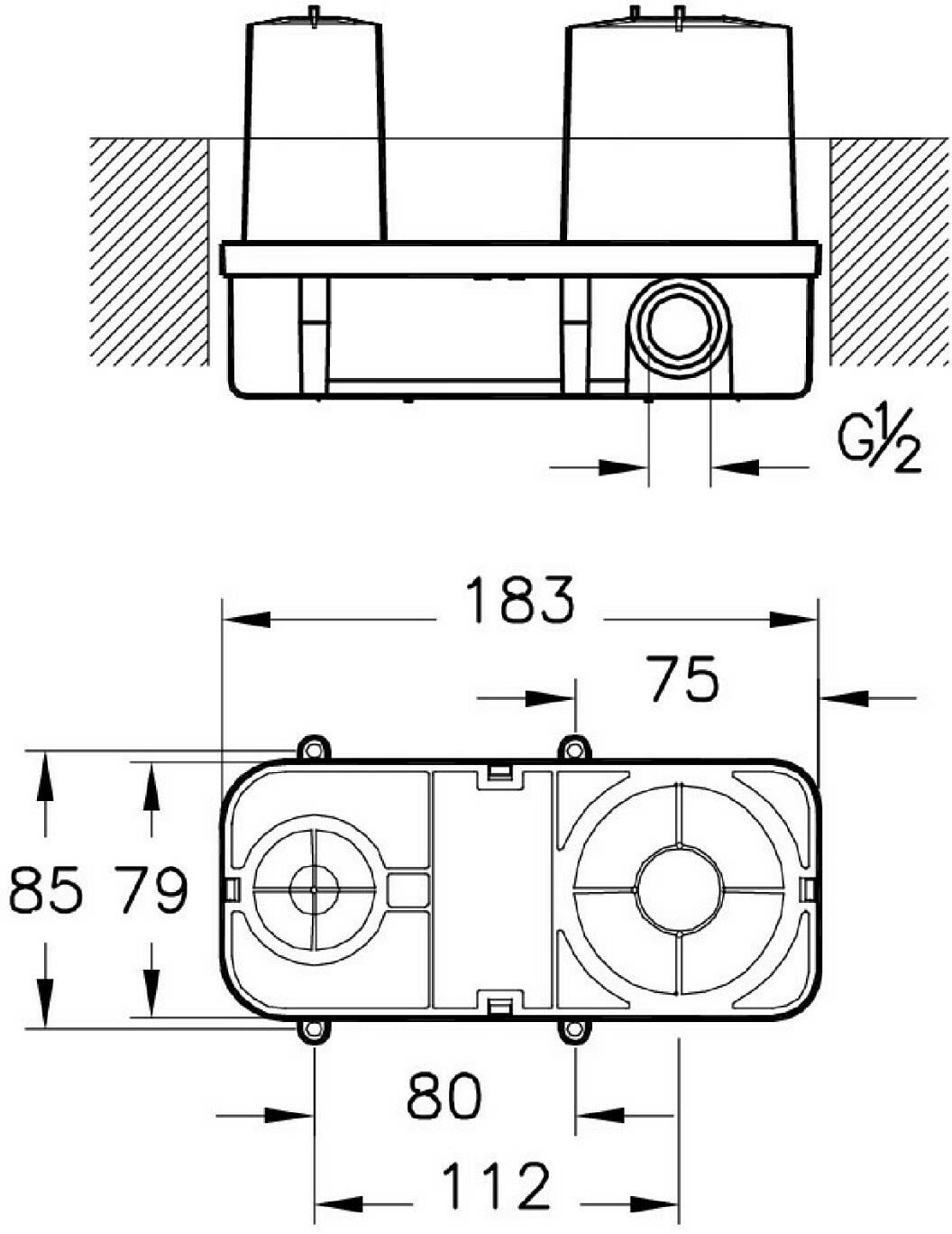 VitrA Unterputzkörper für Fertigmontageset Waschtisch, Badarmaturen, A42230,