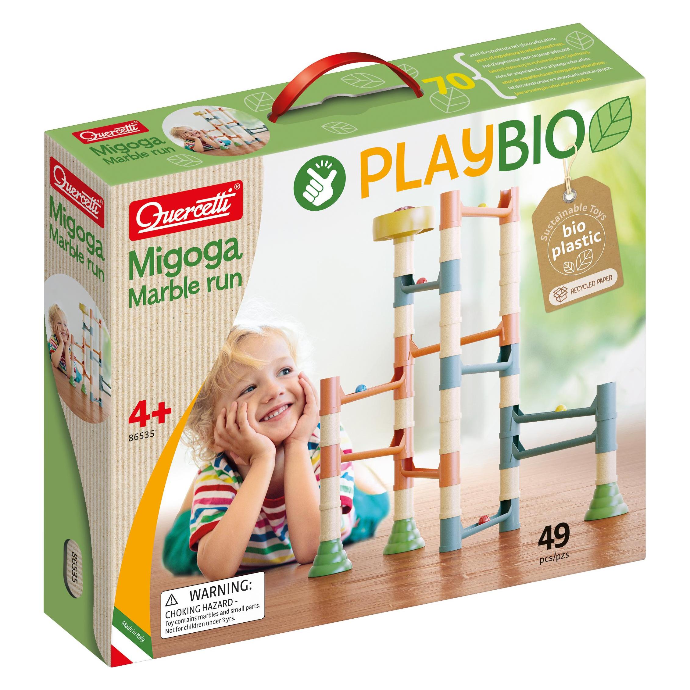 Quercetti PlayBio Migoga Run Kugelbahn aus Biokunststoff (49 Teile) (8007905865354)