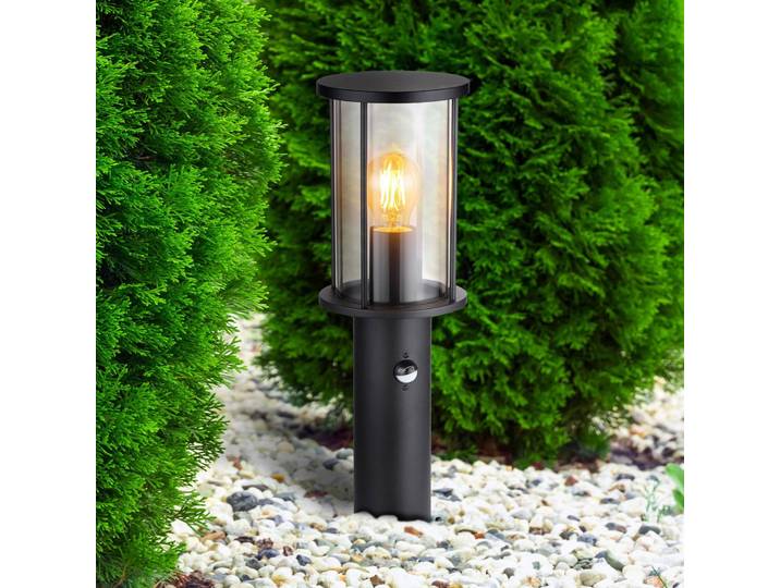 Staande sokkellamp Gracey, zwart, sensor, 45 cm, IP54, E27 dimbaar, zwart, metaal, Sokkellamp