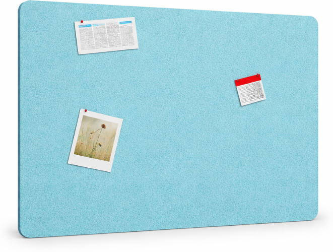 B2B Partner Akustische Pinnwand 120x80 cm, runde Ecken, hellblau