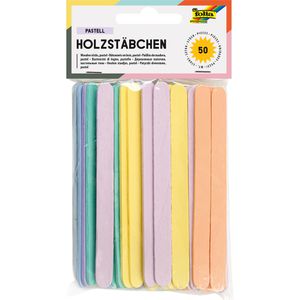 Folia Holzstäbchen 2288, pastell, 114 x 10 x 2mm, flach, 50 Stück