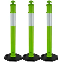 VEVOR Verkehrsleitpfosten Leitpfosten 3 Stk. (114 cm) mit beschwertem Sockel & Reflektorstreifen, Leitpfosten für Baustellen, Parkplätze, Absperrpfosten zur Steuerung von Menschenmengen, Grün