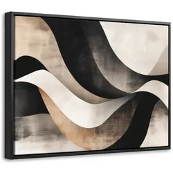 LEINWAND Bilder mit Rahmen - Abstrakt - Wellen - Schwarz - Verwittert - 40x30