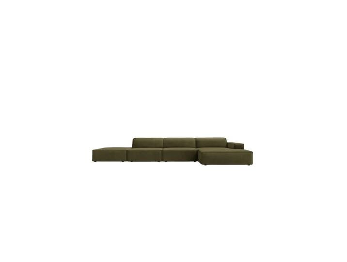Design Ecksofa „Jodie“ mit abgerundeten Ottomanen (5-Sitzer) Samtbezug Khaki Chosen by Bloomingloft