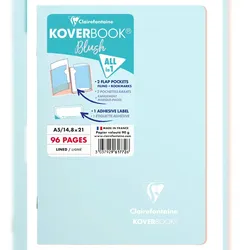 Clairefontaine 5x Koverbook Blush Heft geheftet A5 48 Blatt liniert, Einband aus PP Eisblau/Koralle - Eisblau/Koralle 961772C