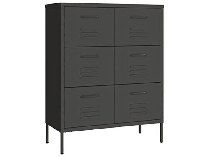 vidaXL Schubladenschrank mit 6 Schubladen Sideboard Kommode Anrichte Schrank Beistellschrank Mehrzweckschrank Anthrazit 80x35x101,5cm Stahl