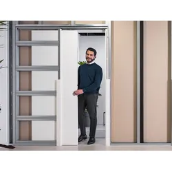 Eclisse UNICO PLUS Schiebetürkomplettset der Wand Gipskarton-Laibung Verkehrsweiß Profil CW 100 735 x 2110 mm / 1522 x 2190 mm