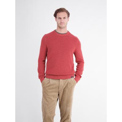 Strickpullover LERROS "Stilvoller Strickpullover mit bequemem Rundhalsauschnitt", Herren, Gr. M, muted rot, 100% Baumwolle, Rundhals, Pullover Strickpullover