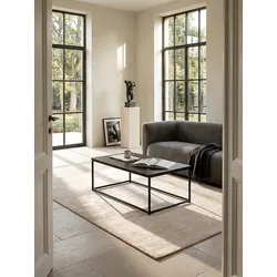 Couchtisch mit Marmor-Optik und Metall-Gestell, Eckig, Schwarz 100x60x40 cm